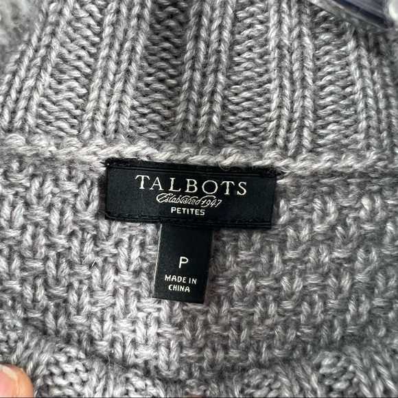 Talbots alpaca wool blend sweater knit grey turtleneck P - Picture 9 of 9
